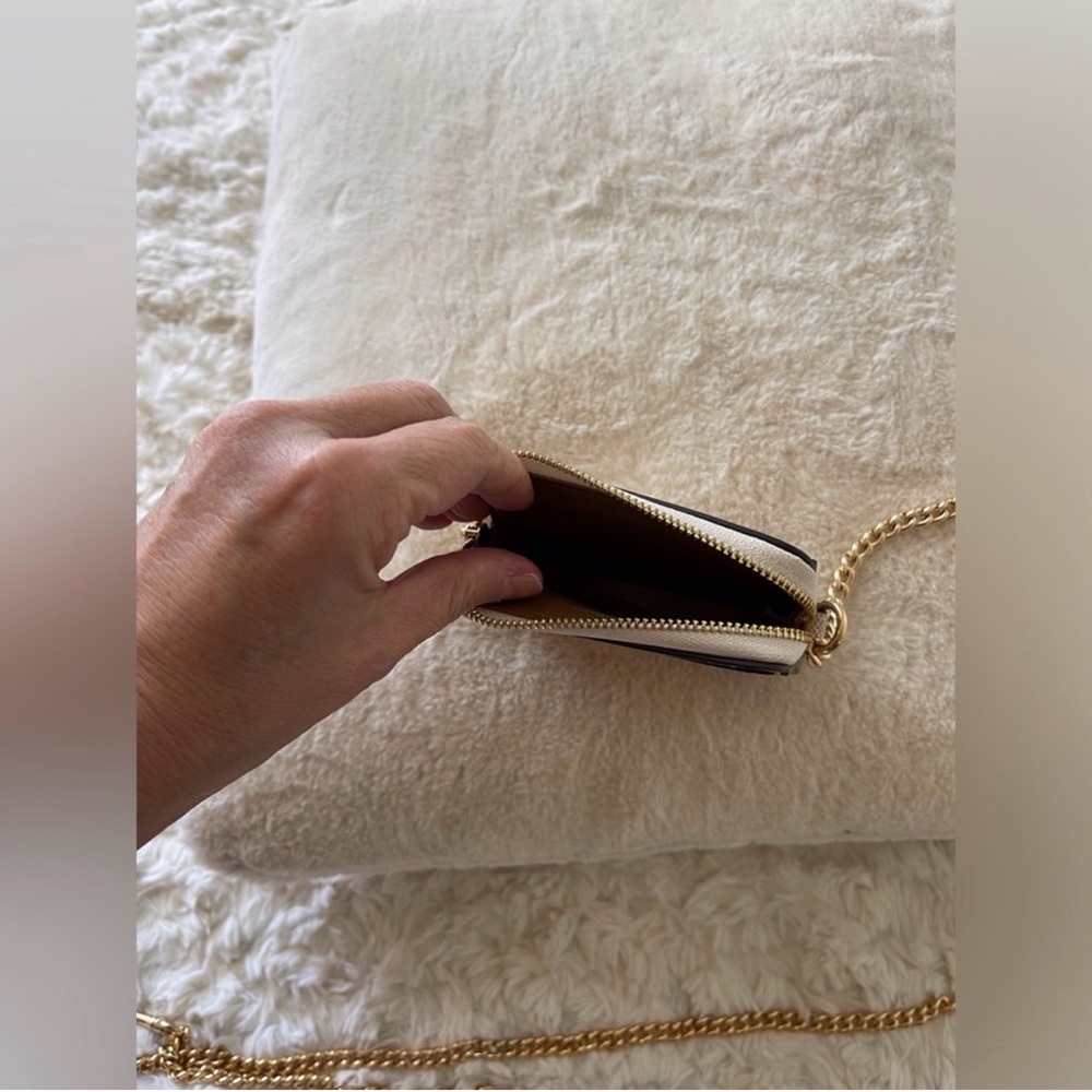 Coach Signature Beige and White Wallet with Gold Chain Bundle & SAVE - Picture 3 of 3